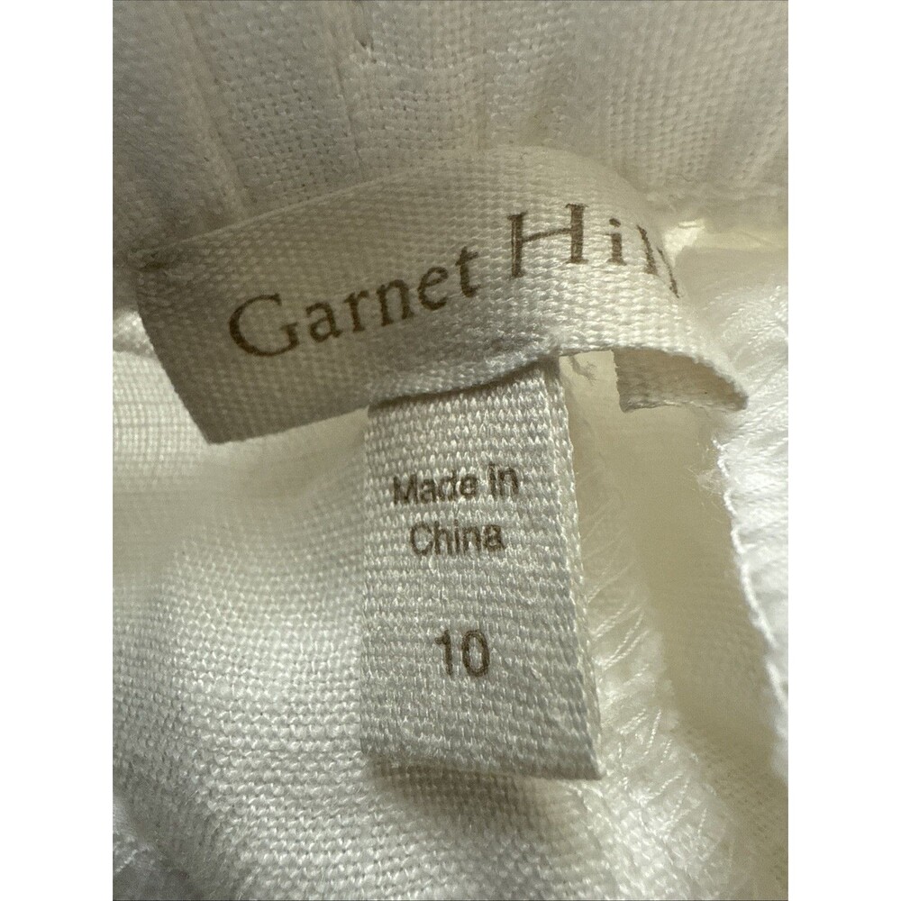 100% Linen Pants Garnet Hill Cropped Wide Leg Women's 10 White Beach Coastal - Picture 2 of 7